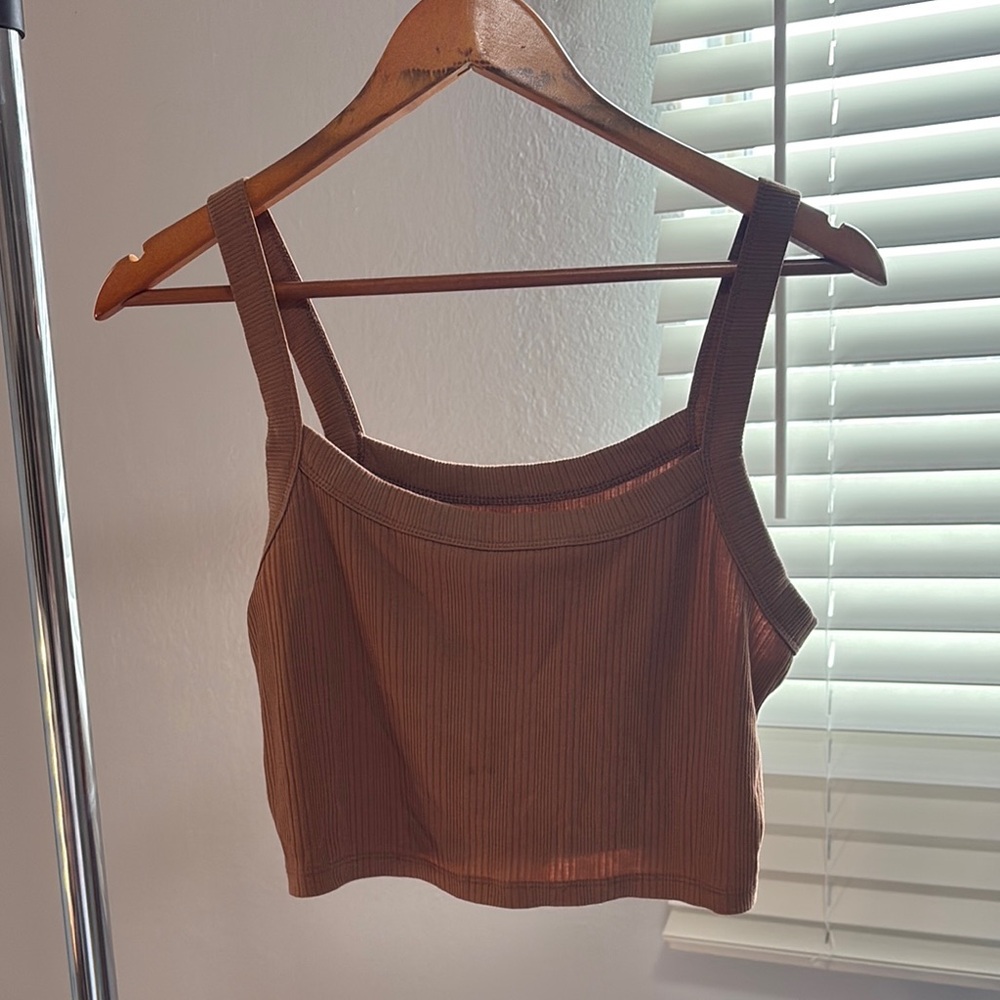 Brown Ribbed Women's Top